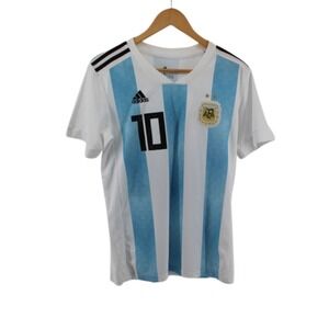 adidas Argentina World Cup Jersey Men's Large Blue White Messi #10 Soccer Shirt